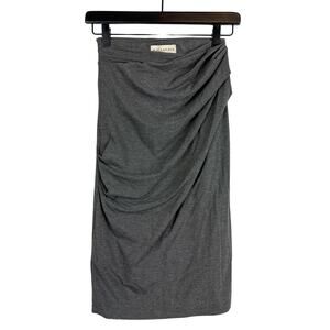 MM Lafleur Ruched Draped Stretch Pencil Skirt Knee Length High Rise Gray - XS